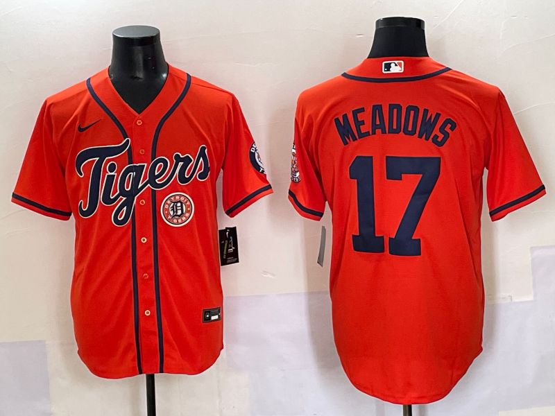 Men 2025 Detroit Tigers #17 Meadows Orange Game Nike MLB Jersey style 7->detroit tigers->MLB Jersey